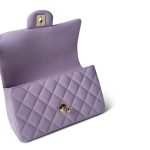 24P Lavender Lambskin Mini Top Handle Light Gold Hardware - Image 12