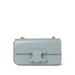Celine Ice Blue Shiny Calfskin Claude Chain Shoulder Bag Light Gold Hardware