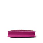 24A Fuchsia Patent Quilted Heart Chain Wallet On Chain WOC Aged Gold Hardware - Image 13