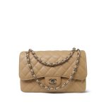 Beige Clair Caviar Quilted Jumbo Classic Flap SHW - Image 10