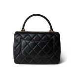 23B Black Trendy CC Lambskin Quilted Small Light Gold Hardware - Image 4
