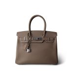 Birkin 30 Etoupe Epsom Palladium Plated Y Stamp