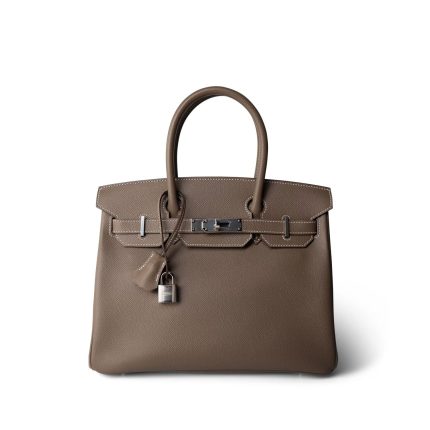 Birkin 30 Etoupe Epsom Palladium Plated Y Stamp