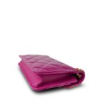 24A Fuchsia Patent Quilted Heart Chain Wallet On Chain WOC Aged Gold Hardware - Image 7