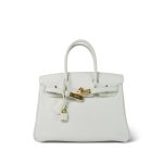 Birkin 30 White Clemence Gold Plated O Square Stamp - Image 12