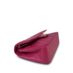 Dark Pink Caviar Quilted Classic Flap Small Light Gold Hardware - Image 9
