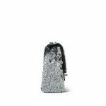 Black & White Reversible CC Logo Sequin Mini Single Flap Ruthenium Hardware - Image 3