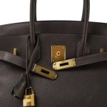 Birkin 30 Ebene Barenia Faubourg Gold Plated Z Stamp - Image 4