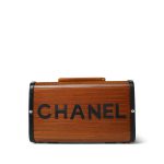 Chanel Brown Wooden Vanity Case Silver Hardware