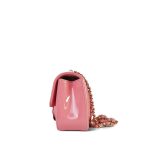 23K Pink Patent Camellia Single Flap Bag Light Gold Hardware - Image 4