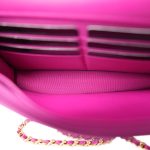 24A Fuchsia Patent Quilted Heart Chain Wallet On Chain WOC Aged Gold Hardware - Image 15