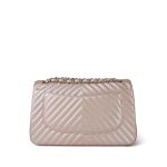 17B Rose Gold Iridescent Chevron Caviar Quilted Jumbo Classic Flap Silver Hardware - Image 13
