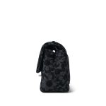 Black Floral Denim Quilted Mini Rectangular Flap Silver Hardware - Image 9
