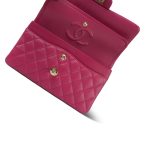 Dark Pink Caviar Quilted Classic Flap Small Light Gold Hardware - Image 15