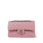 22C Sakura Pink Caviar Quilted Small Classic Flap Light Gold Hardware