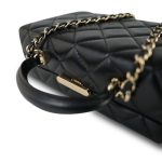 24K Black Lambskin Quilted Box Bag Small Light Gold Hardware - Image 12