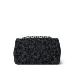 Black Floral Denim Quilted Mini Rectangular Flap Silver Hardware - Image 7