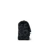 Black Floral Denim Quilted Mini Rectangular Flap Silver Hardware - Image 4