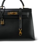Kelly Sellier 28 Black Box Calfskin Gold Plated X Circle Stamp - Image 2