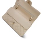 20C Light Beige Caviar Quilted Classic Flap Medium Light Gold Hardware - Image 14