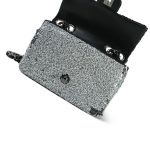 Black & White Reversible CC Logo Sequin Mini Single Flap Ruthenium Hardware - Image 12