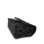 Black Floral Denim Quilted Mini Rectangular Flap Silver Hardware - Image 5
