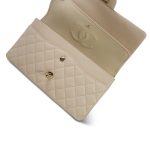 20C Light Beige Caviar Quilted Classic Flap Medium Light Gold Hardware - Image 15