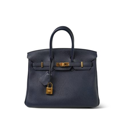 Birkin 25 Bleu Nuit Veau Togo Gold Plated A Stamp
