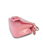 23K Pink Patent Camellia Single Flap Bag Light Gold Hardware - Image 12