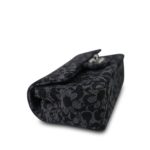 Black Floral Denim Quilted Mini Rectangular Flap Silver Hardware - Image 8