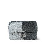 Black & White Reversible CC Logo Sequin Mini Single Flap Ruthenium Hardware - Image 9