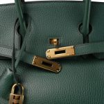 Birkin 35 Vert / Green Ardennes Gold Plated A Square Stamp - Image 9