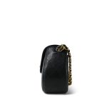 Black Lambskin Quilted Double Chain Rounded Bag Gold Hardware - Image 3