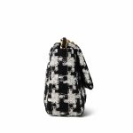 20S Ecru Black & White Ribbon Tweed Quilted 19 Flap Small Mixed Hardware - Image 4