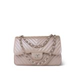 17B Rose Gold Iridescent Chevron Caviar Quilted Jumbo Classic Flap Silver Hardware - Image 12