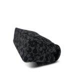 Black Floral Denim Quilted Mini Rectangular Flap Silver Hardware - Image 3
