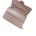 17B Rose Gold Iridescent Chevron Caviar Quilted Jumbo Classic Flap Silver Hardware - Image 15