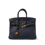 Birkin 25 Bleu Nuit Veau Togo Gold Plated A Stamp - Image 5