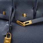 Birkin 25 Bleu Nuit Veau Togo Gold Plated A Stamp - Image 14