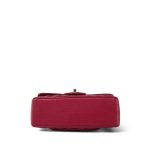 Raspberry Chevron Caviar Quilted Mini Rectangular Flap Light Gold Hardware - Image 5