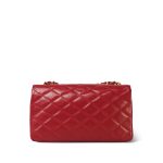 Red Lambskin Quilted Rectangular Push Lock Single Flap Gold Hardware - Image 4