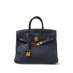 Birkin 25 Bleu Nuit Veau Togo Gold Plated A Stamp - Image 3