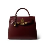 Kelly 28 Rouge Box Calfskin Gold Plated V Stamp - Image 4