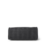 20P Black Stripe Raffia Deauville Shopping Tote Small Light Gold Hardware - Image 7