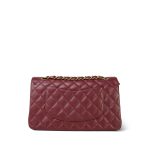 18C Dark Red Glittery Caviar Quilted Classic Flap Aged Gold Hardware - Image 3