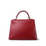 Kelly Sellier 28 Rouge Vif Box Calfskin Gold Plated C Square Stamp - Image 16