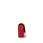 Red Lambskin Quilted Rectangular Push Lock Single Flap Gold Hardware - Image 5