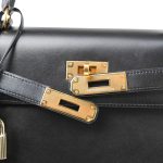 Kelly 28 Sellier Black Box Calfskin Gold Plated U Circle Stamp - Image 9