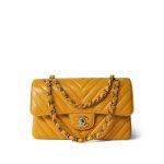 Amber Yellow Caviar Chevron Quilted Classic Flap Small LGHW - Image 3