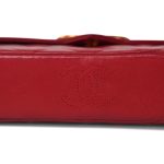 Red Lambskin Quilted Rectangular Push Lock Single Flap Gold Hardware - Image 8